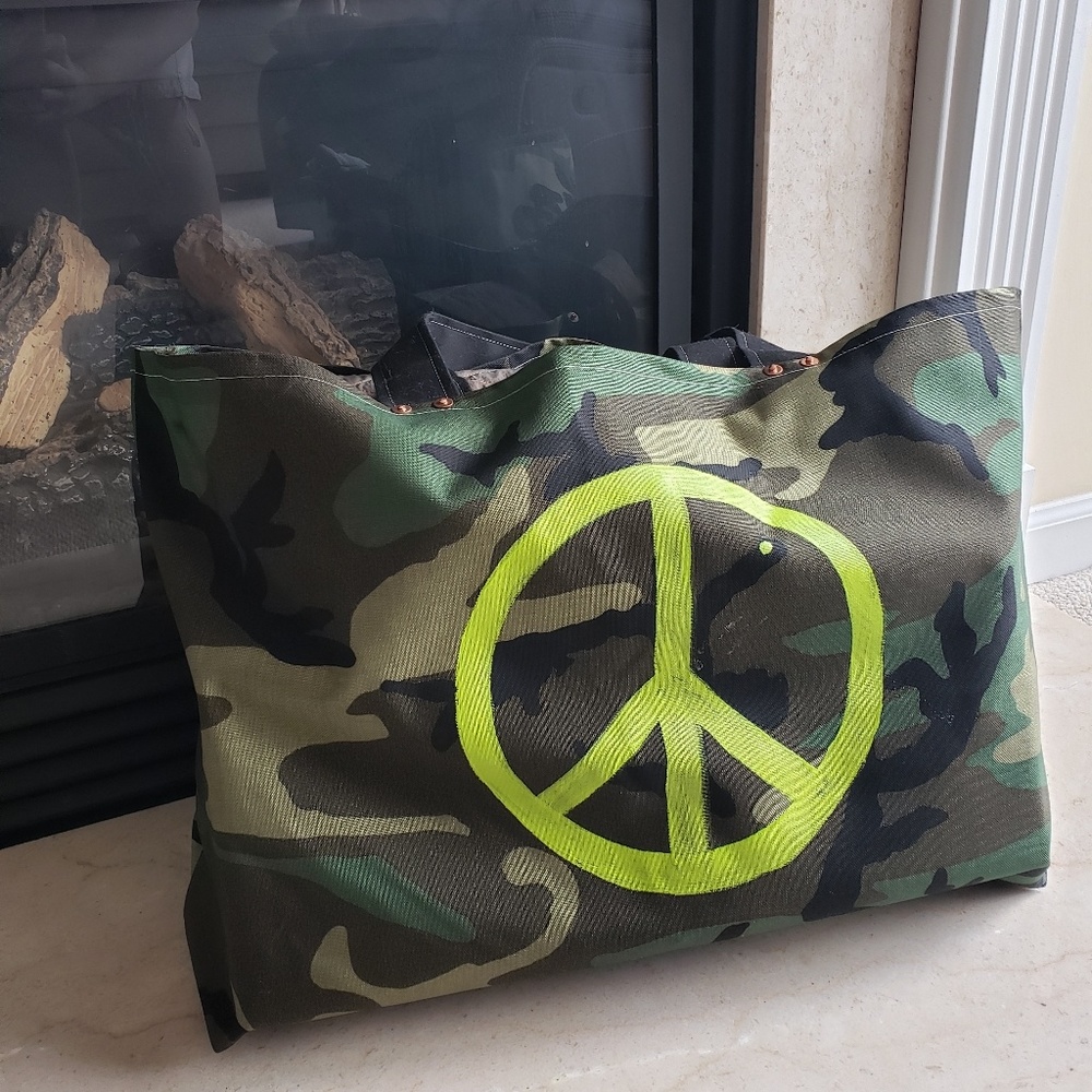 PEACE camouflage tote